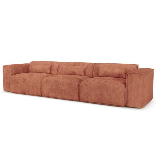 Canapé Droit Fixe Nuna 4/5 Places Tissu Terracotta