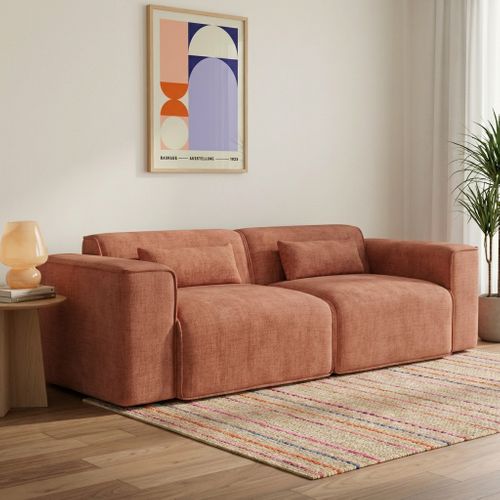 Canapé Droit Fixe Nuna 3 Places Tissu Terracotta