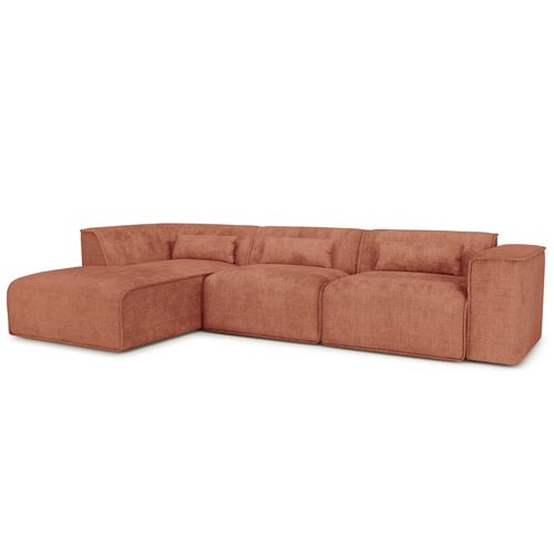 Canapé D'angle Gauche Fixe Nuna 5/6 Places Tissu Terracotta