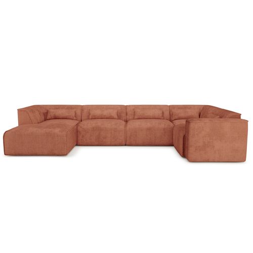Canapé Panoramique Fixe Nuna 7 Places Chaise Gauche Tissu Terracotta