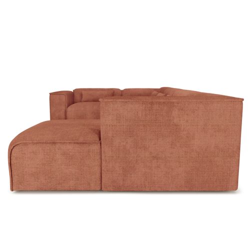 Canapé Panoramique Fixe Nuna 7 Places Chaise Droite Tissu Terracotta
