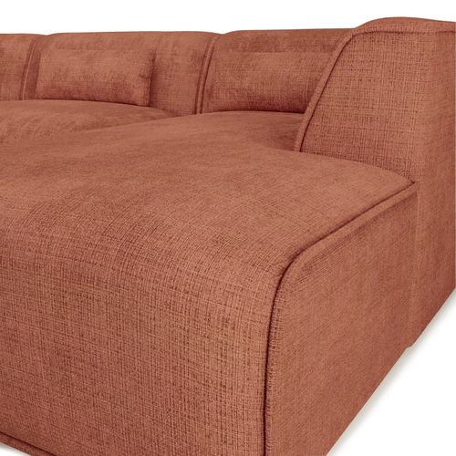 Canapé Panoramique Fixe Nuna 7 Places Chaise Droite Tissu Terracotta