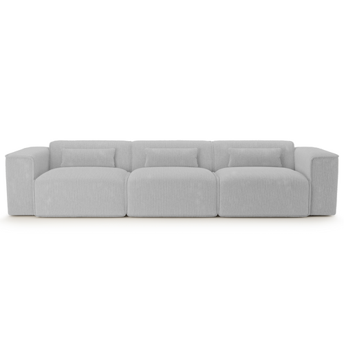 Canapé Droit Fixe Nuna 4/5 Places Velours Côtelé Gris