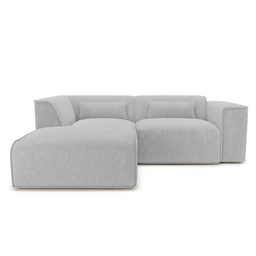Canapé D'angle Gauche Fixe Nuna 4 Places Velours Côtelé Gris
