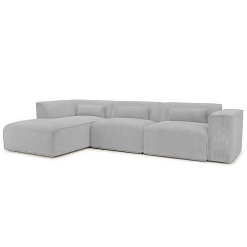 Canapé D'angle Gauche Fixe Nuna 5/6 Places Velours Côtelé Gris