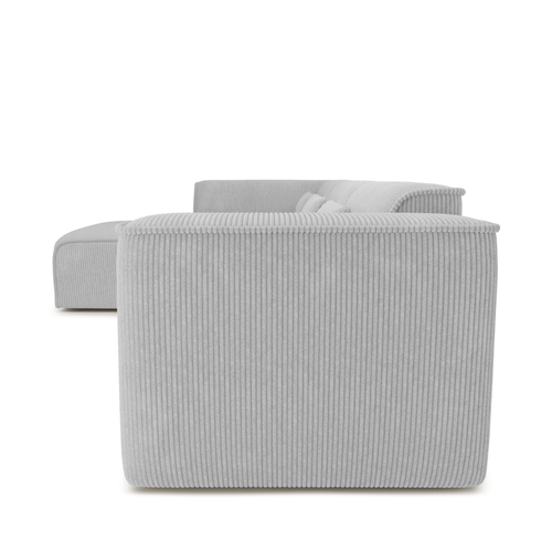 Canapé D'angle Gauche Fixe Nuna 5/6 Places Velours Côtelé Gris