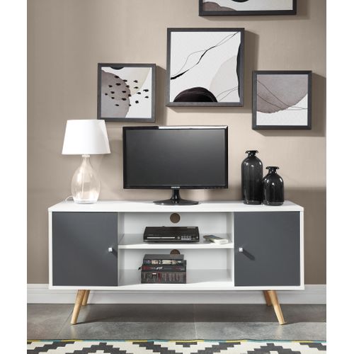 Meuble TV Babette  Blanc Et Gris Anthracite  116cm
