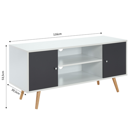 Meuble TV Babette  Blanc Et Gris Anthracite  116cm