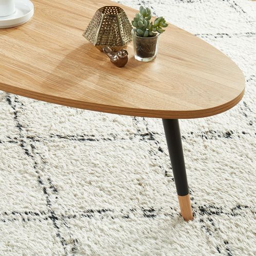 Table Basse Organic  Effet Chêne  Pieds Noirs 88cm