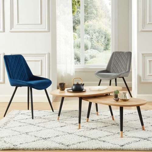 Table Basse Organic  Effet Chêne  Pieds Noirs 88cm