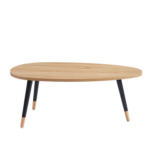 Table Basse Organic  Effet Chêne  Pieds Noirs 88cm
