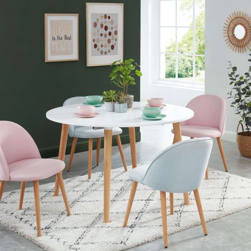 Table Extensible Oracle Laqué Blanc Mat Pieds En Bois Massif 120-160cm