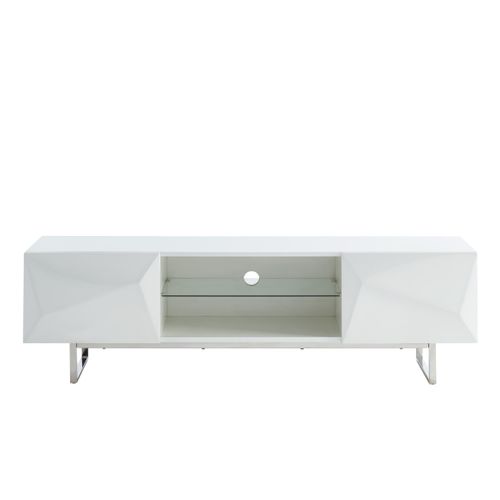 Meuble TV Geme  Laqué Blanc Brillant  2 Portes 160cm