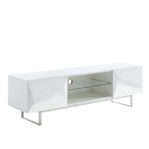 Meuble TV Geme  Laqué Blanc Brillant  2 Portes 160cm