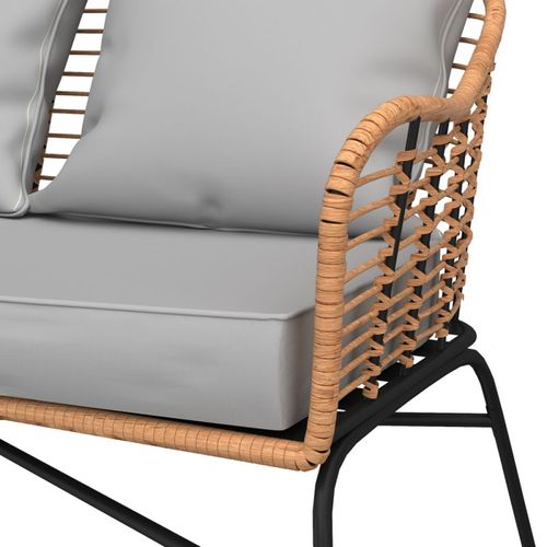 Salon De Jardin Moorea Acier Et Résine Tressée 4 Places Coloris Gris