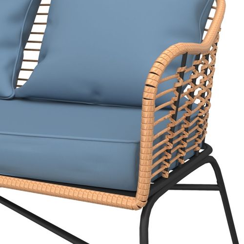 Salon De Jardin Moorea Acier Et Résine Tressée 4 Places Coloris Bleu