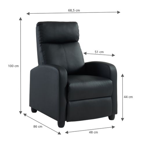 Fauteuil Inclinable Alva En Pu Noir Avec Fonction Push Back