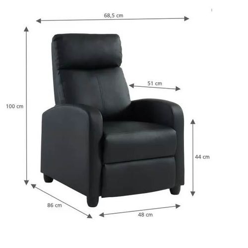 Fauteuil Inclinable Alva En Pu Noir Avec Fonction Push Back