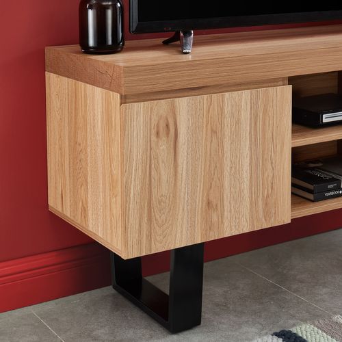 Meuble TV Felix  Effet Chêne Et Métal Noir  140cm