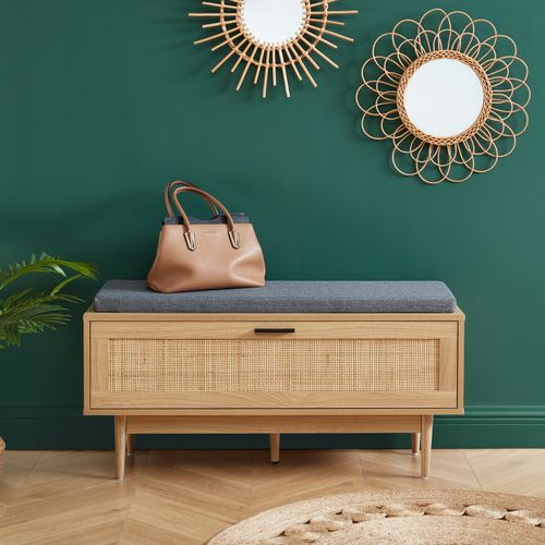 Banc à Chaussures Amana  Cannage Rotin  1 Porte 100cm