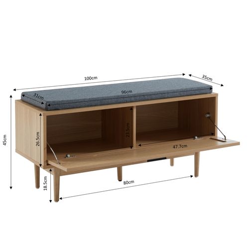 Banc à Chaussures Amana  Cannage Rotin  1 Porte 100cm