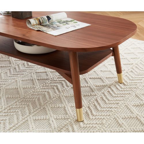 Table Basse Marcello Placage Noyer Double Plateau 120cm