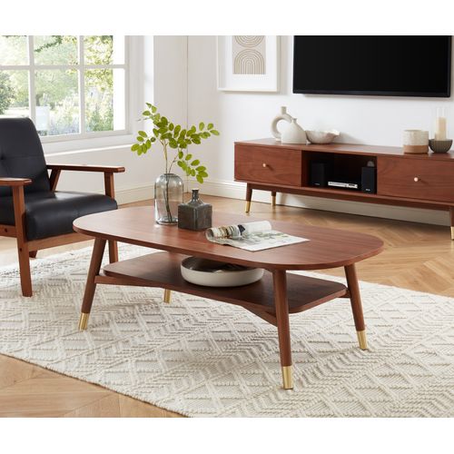 Table Basse Marcello Placage Noyer Double Plateau 120cm