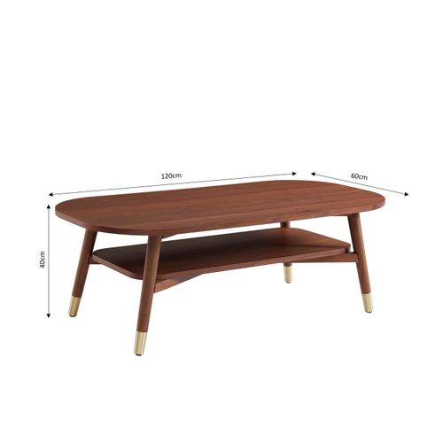 Table Basse Marcello Placage Noyer Double Plateau 120cm