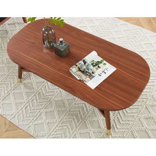 Table Basse Marcello Placage Noyer Double Plateau 120cm