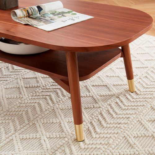 Table Basse Marcello Placage Noyer Double Plateau 120cm