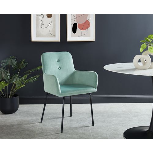 Chaise En Velours Pia Vert Amande Pieds En Métal Noir