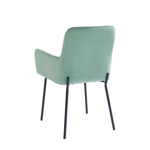 Chaise En Velours Pia Vert Amande Pieds En Métal Noir