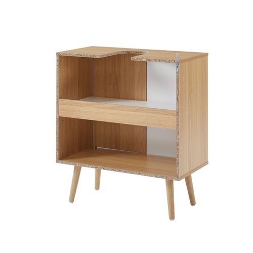 Meuble Sous-vasque Leika Effet Chêne Et Motifs Blancs 2 Portes 60cm