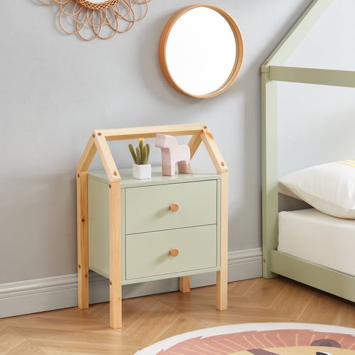 Table De Chevet Tiny  Vert  2 Tiroirs