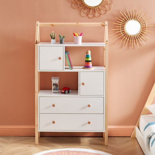 Commode Tiny  Blanc  2 Portes Et 2 Tiroirs 80cm