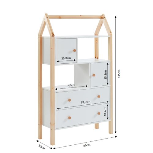 Commode Tiny  Blanc  2 Portes Et 2 Tiroirs 80cm