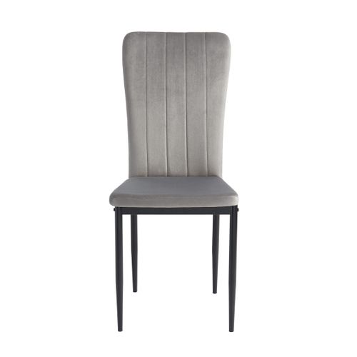 Lot De 2 Chaises Poppy Velours Gris Pieds Métal Noir