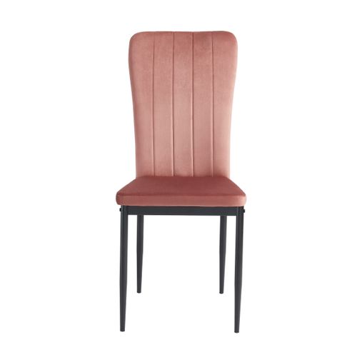 Lot De 2 Chaises Poppy Velours Rose Pieds Métal Noir