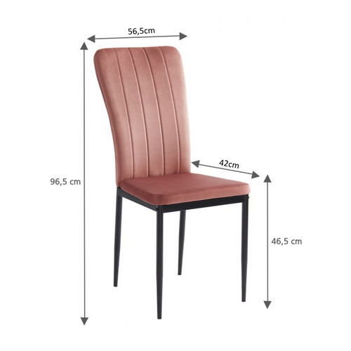 Lot De 2 Chaises Poppy Velours Rose Pieds Métal Noir