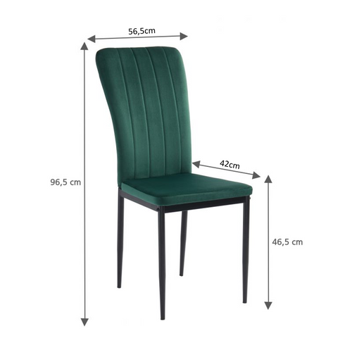 Lot De 2 Chaises Poppy Velours Vert Pieds Métal Noir
