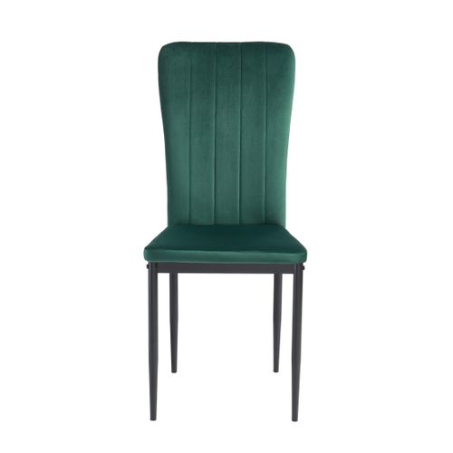 Lot De 2 Chaises Poppy Velours Vert Pieds Métal Noir