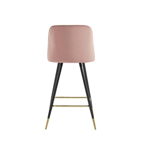 Lot De 2 Tabourets Eugene En Velours Vieux Rose Avec Pieds Noir Et Doré