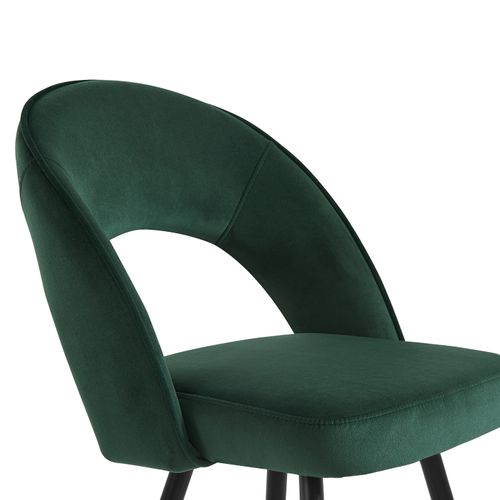Lot De 2 Tabourets Basile En Velours Vert Avec Pieds Noir Et Doré