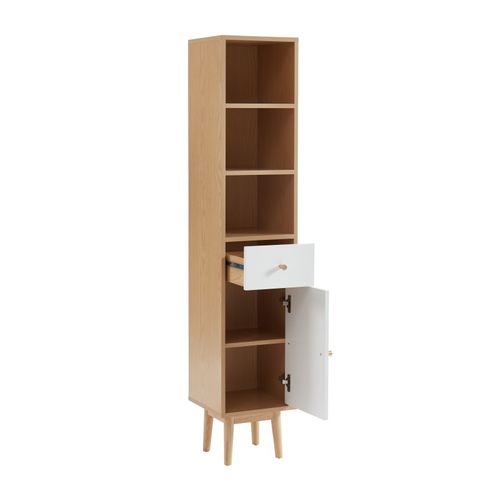 Colonne De Salle De Bain Suni  Blanc Et Effet Chêne  H152cm