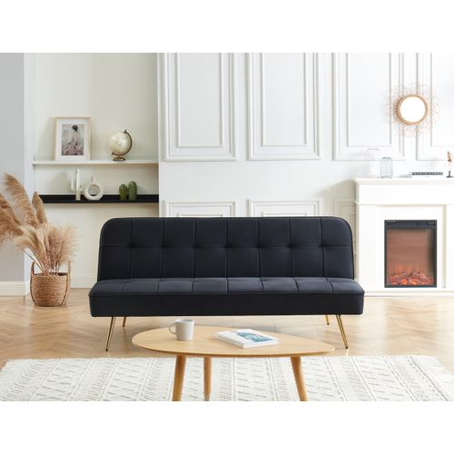Banquette Aroma En Velours Noir 3 Places Convertible