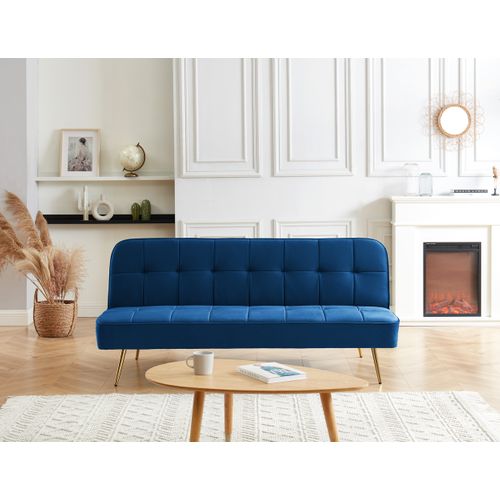 Banquette Aroma En Velours Bleu 3 Places Convertible
