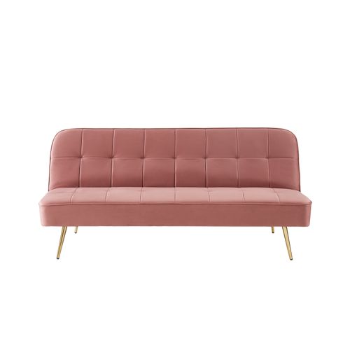 Banquette Aroma En Velours Vieux Rose 3 Places Convertible