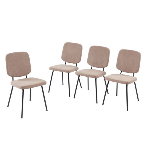 Lot De 4 Chaises Suzie Velours Côtelé Taupe