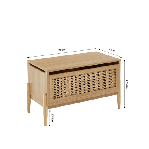 Coffre à Jouet Pablo Effet Chêne Et Cannage Rotin