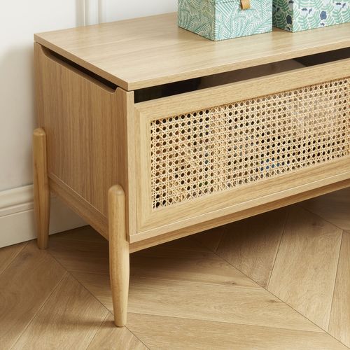 Coffre à Jouet Pablo Effet Chêne Et Cannage Rotin